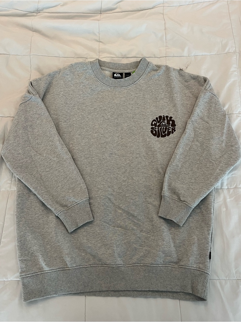 Quiksilver Gray Crewneck Pullover with Chest Logo